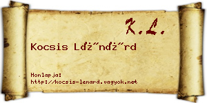 Kocsis Lénárd névjegykártya